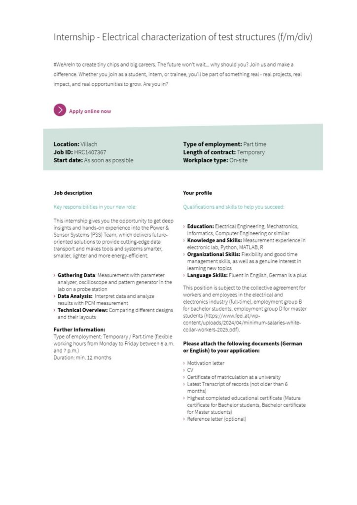 thumbnail of 2025-12-11_Infineon_Stellenausschreibung_ Electrical characterization of test structures_HRC1407367